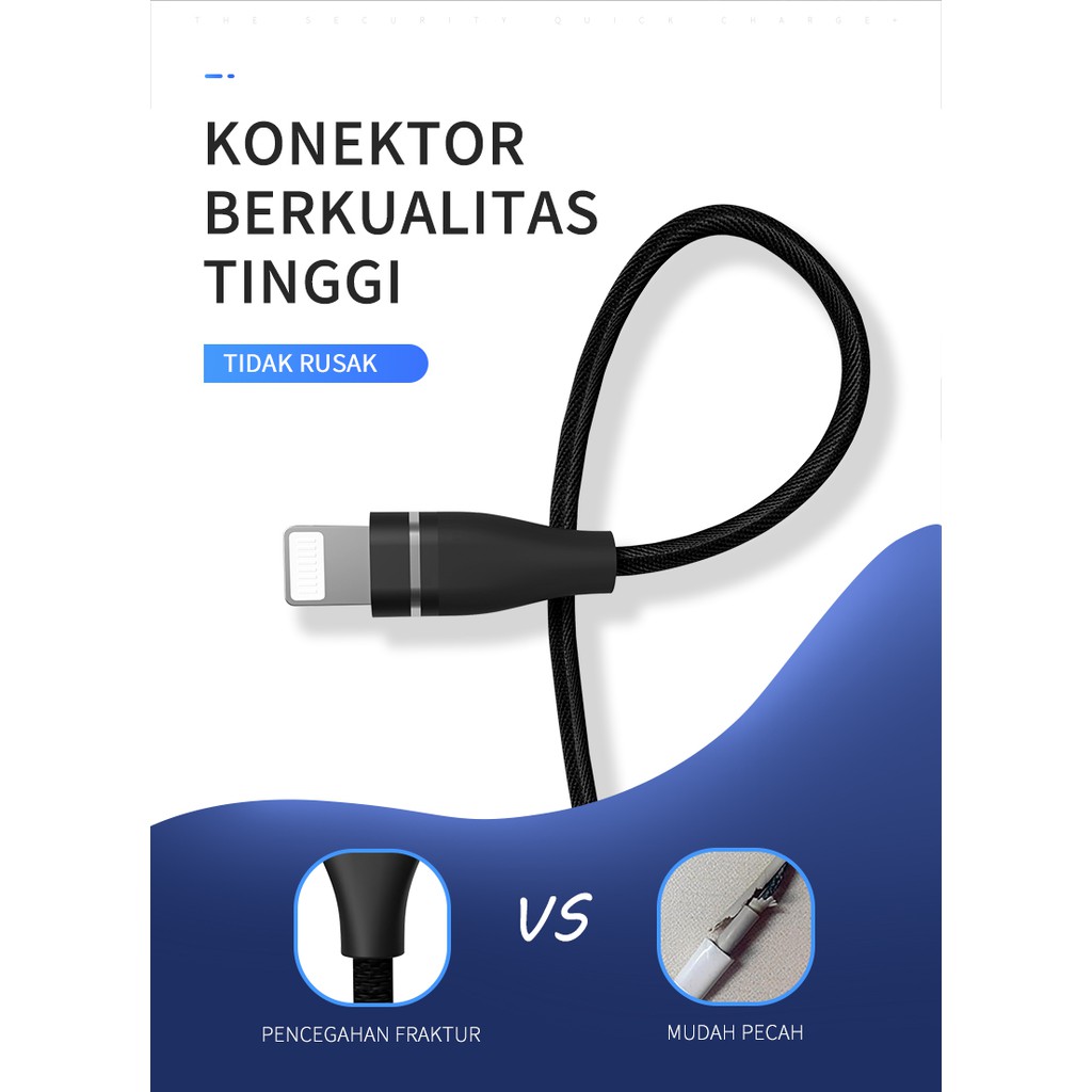 Kivee Kabel Data Type-C Android USB Fast Charging Samsung Xiaomi Oppo Vivo Hitam 2.1A