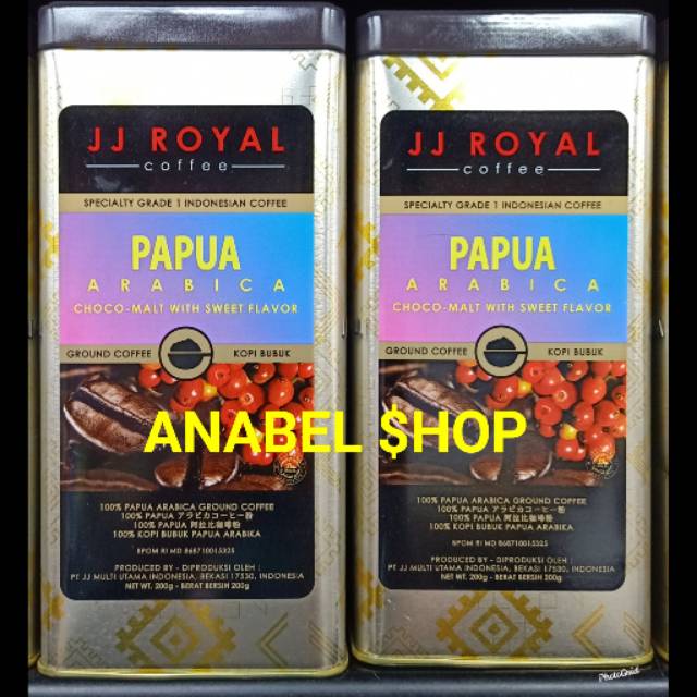 

JJ Royal Papua Arabica Ground Coffee Kopi Bubuk Arabika Tin Kaleng