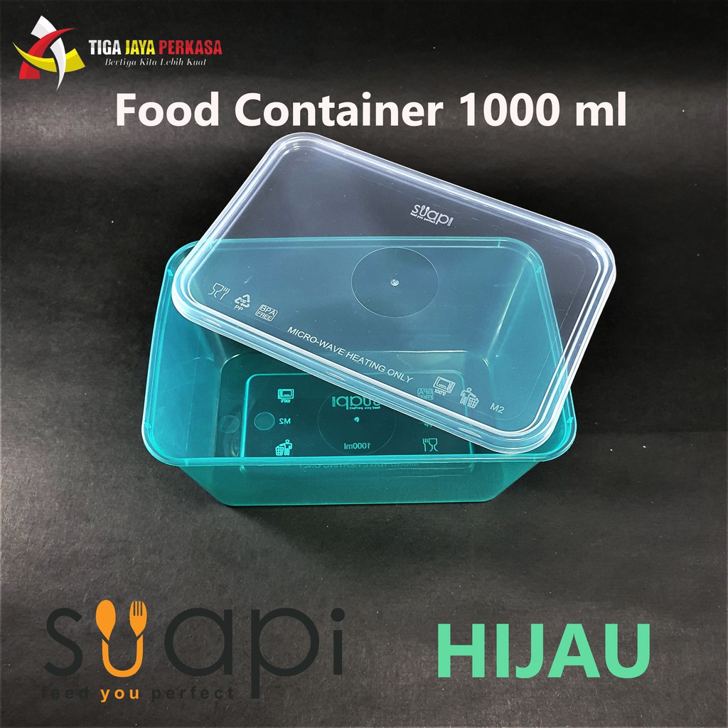 Food Container Suapi 1000 ml / Thinwall Suapi 1000 ml Hijau. @50pcs
