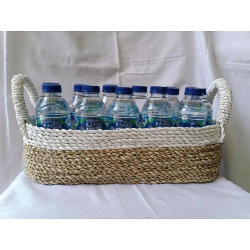 Keranjang Toples Anyaman Seagrass / Keranjang Aqua / Keranjang Minuman/ Keranjang Serbaguna Anyaman 