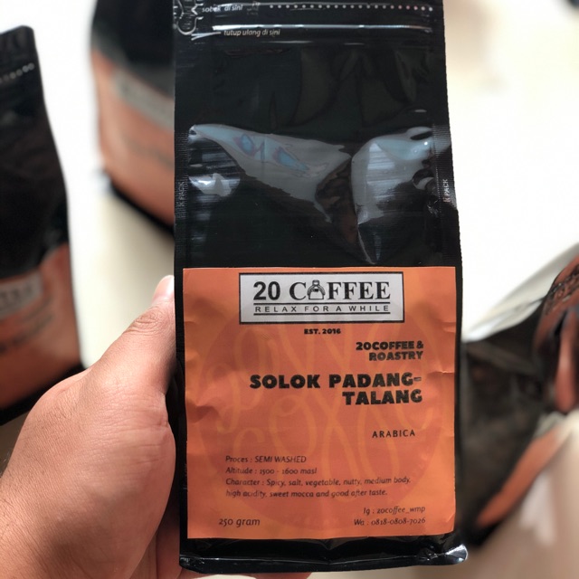 

Biji kopi / roasted beans solok-padang arabika - 20 coffee Specialty single origin 250gram Full Wash
