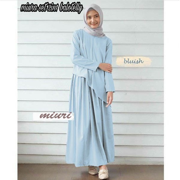 Miuri Baju muslim warna biru shabby | baju gamis pesta | baju pesta | FORTUNA