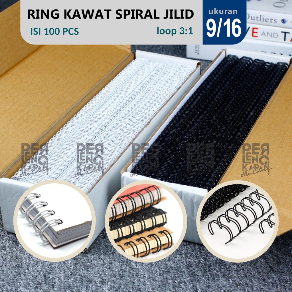 Ring Kawat Spiral Jilid 9/16 F4 Atau A4 Spiral Wire 9/16 F4 Dan A4 3:1 38 Dan 35 Lobang