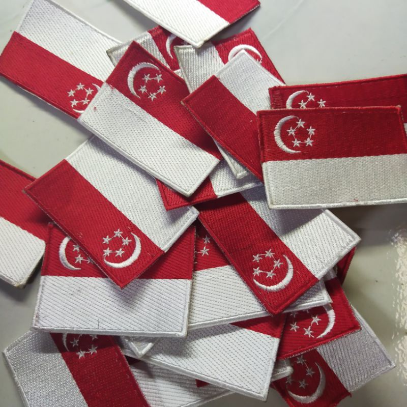 emblem patch bordir bendera singapura