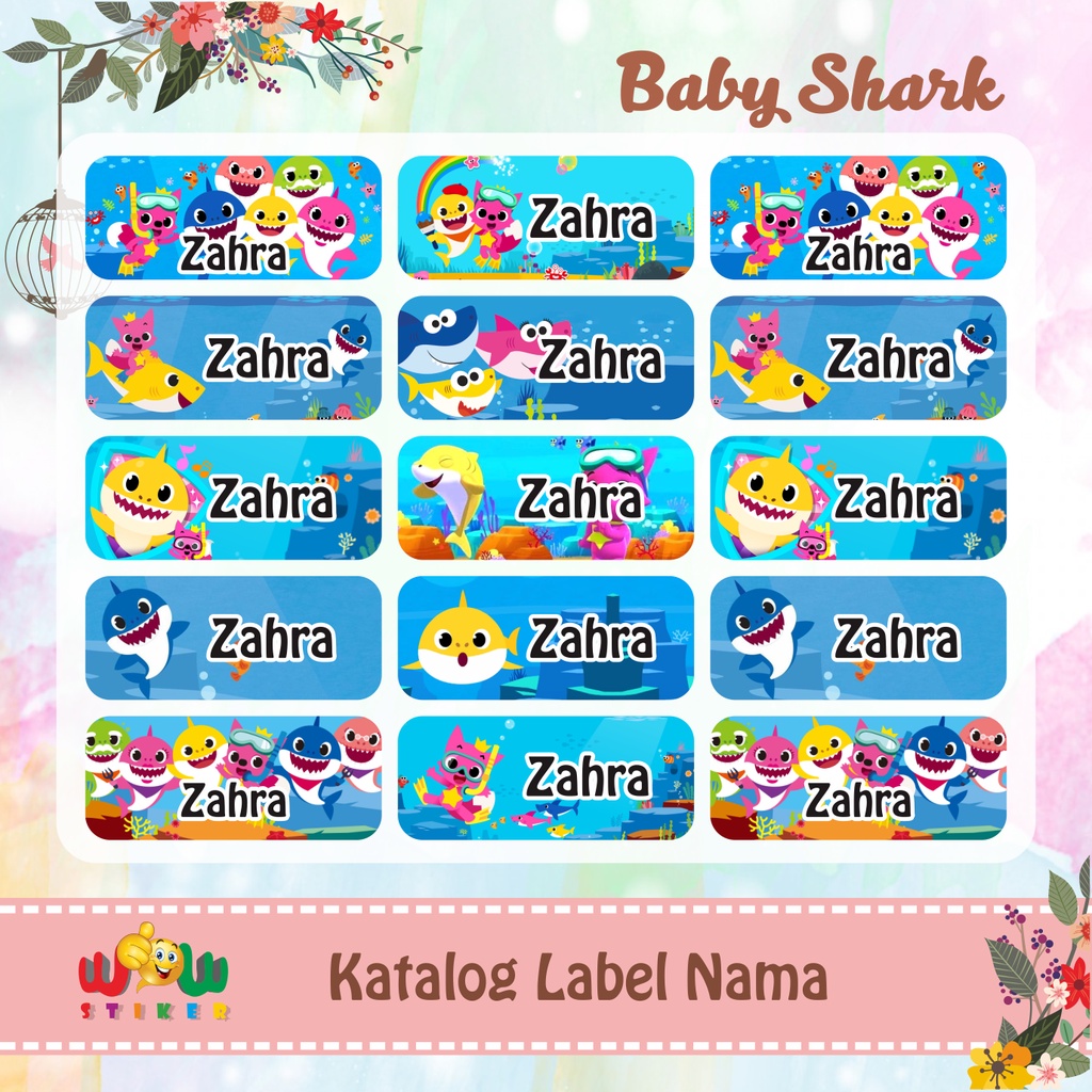 

Stiker Label Nama Anak Waterproof Baby Shark