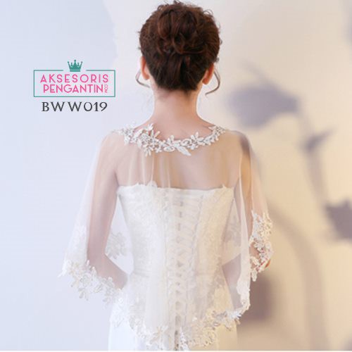 [STOK TERBATAS] AKSESORIS PENGANTIN LACE BOLERO KARDIGAN BROKAT KOREA PUTIH BWW019