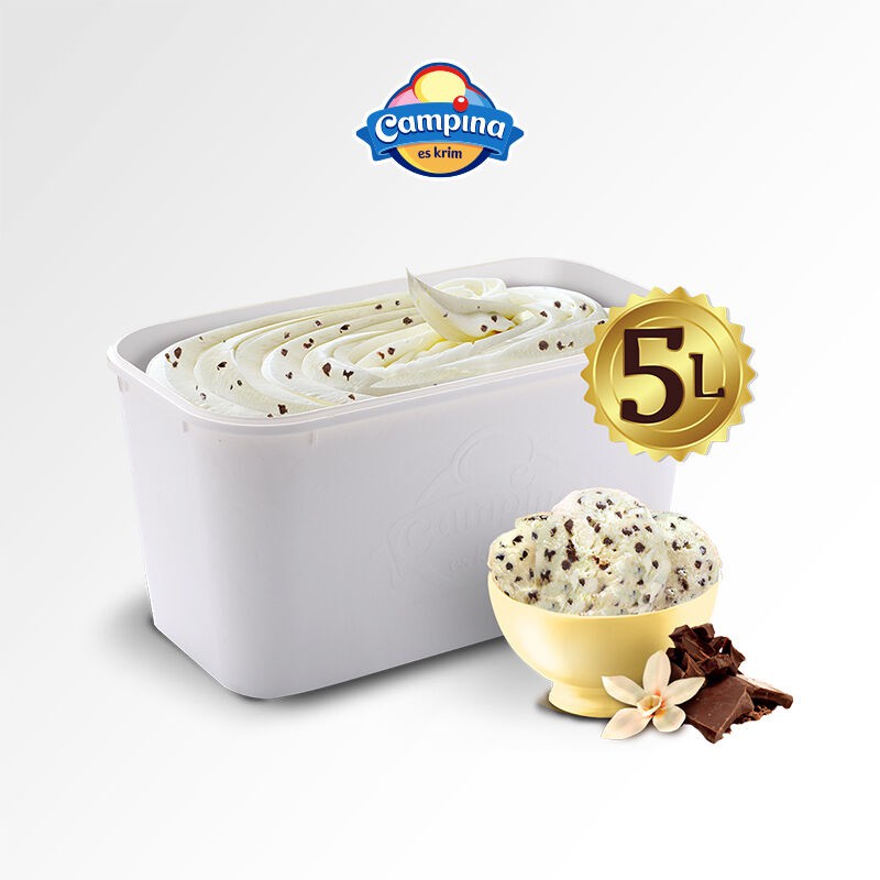 

ICE CREAM CAMPINA 5L ES KRIM Chocolate Chunk Bulk 5 LITER