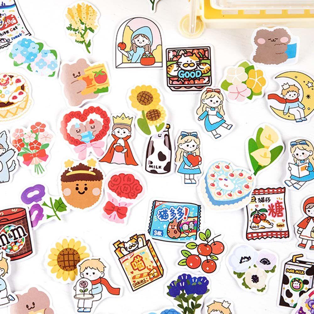 [Elegan] Stiker Akun Tangan Lucu 46 Pcs Scrapbooking Snack Bear DIY Diary Stationery Stickers