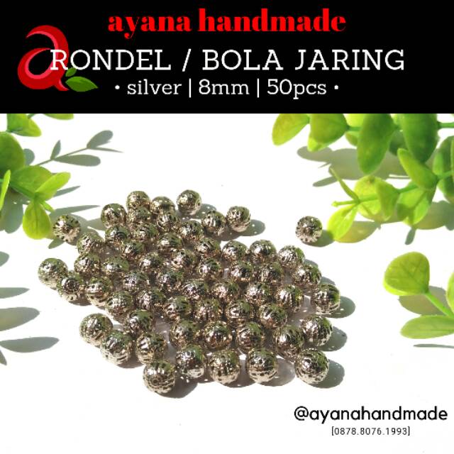 Rondel / Bola Jaring Silver dan Gold 8mm