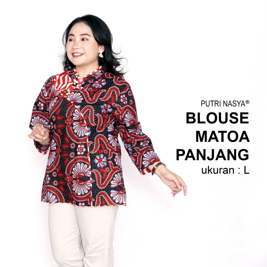 Blouse Big Size Wanita Atasan Batik Lengkap S-M-L-XL-2L-3L-4L-5L-6L-7L Model Blus Jumbo Kerja Batik / Pakaian Batik LD 140 Kekinian / Blus Kantor Kemeja Batik Wanita Model Seragam