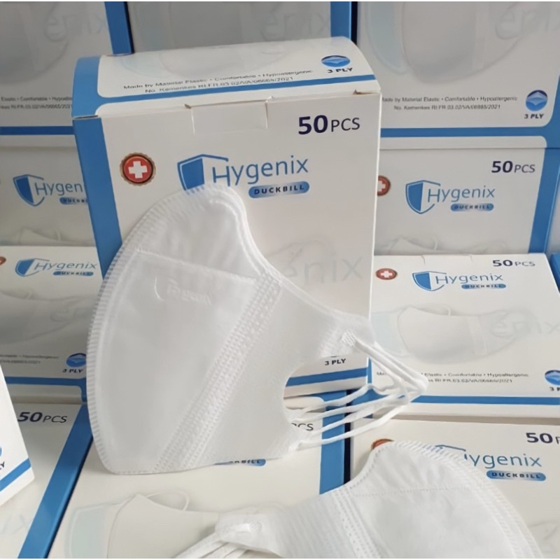 MASKER DUCKBILL 3PLY HYGENIX EMBOSS 50PCS