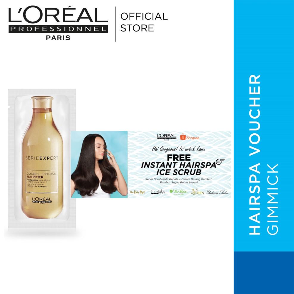 [Gimmick] L'Oreal Professionnel Hair Spa Instant Scrub Voucher + Nutrifier Shampoo Sachet 10 mL