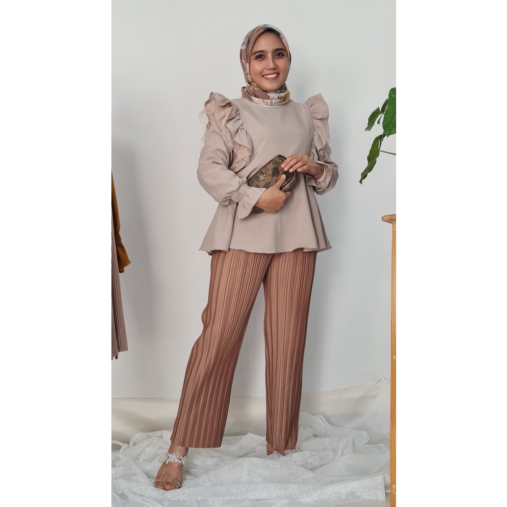 Bundling Celana Kulot + Alma Blouse / Celana Kulot / Baju Renda / Atasan Renda