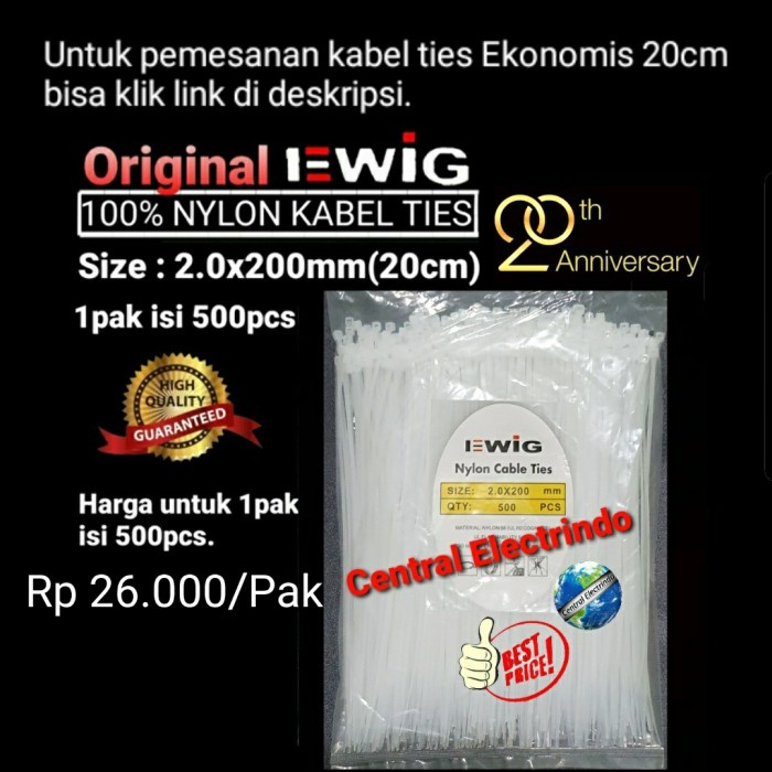 

ORGANIZER-DOCUMENT- KABEL TIES EWIG 2.5MMX20CM (200MM). - HITAM -DOCUMENT-ORGANIZER.