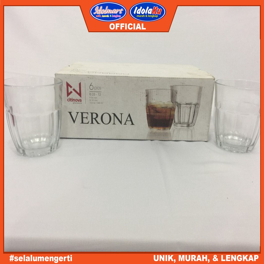 IDOLMART Citinova Gelas Verona isi 6PCS / Gelas set isi 6 / gelas kado/ gelas kaca kopi