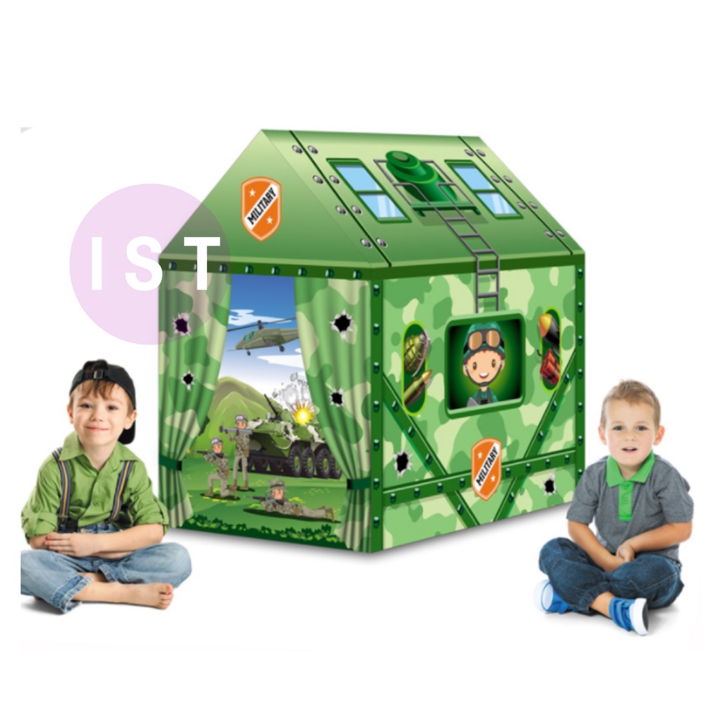 MWN Play Tent Indoor Outdoor Military House 995-7070C - Tenda Rumah Anak