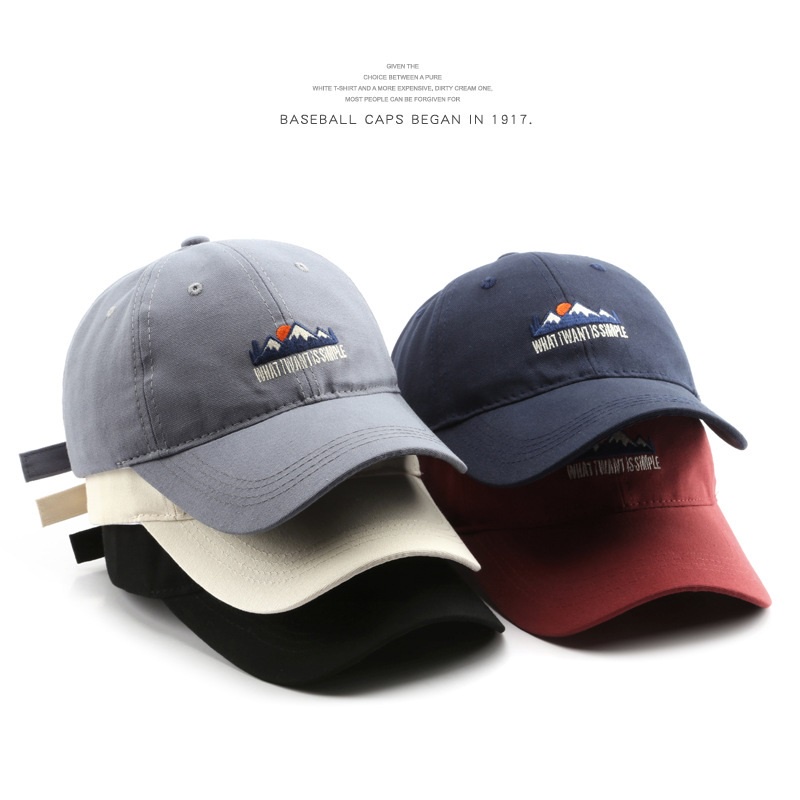 HATSAVENUE-229 Topi Baseball Korean Fashion Dengan Bahan Lembut Bordir Mountain Simple