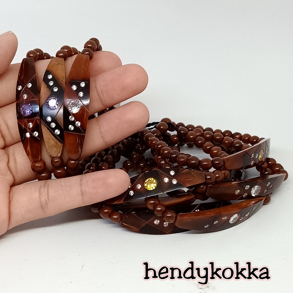 10pcs gelang kokka kaukah plat mata coklat