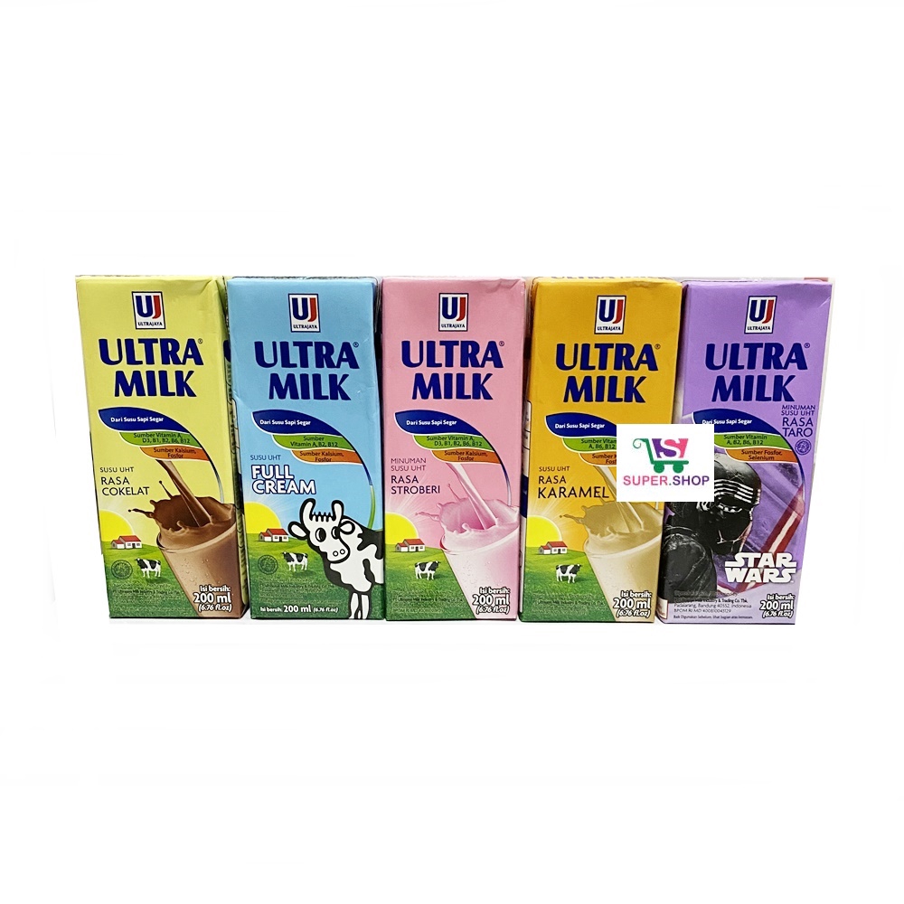 Susu Ultra UHT 200 ML Karamel / Taro / Cokelat / Full Cream / Strawberry