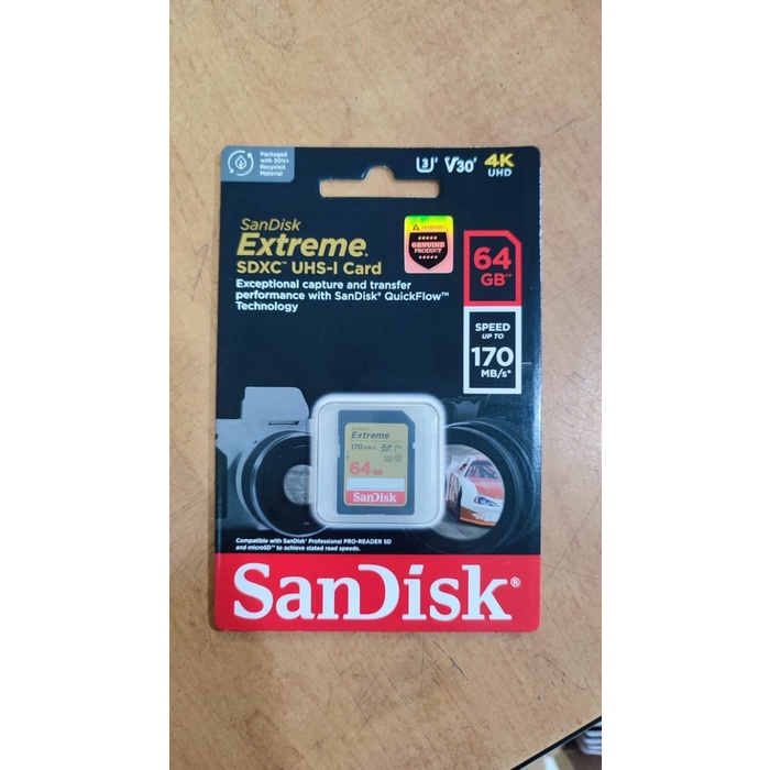 SanDisk Extreme SDXC UHS-I Card 64GB - 170Mbps