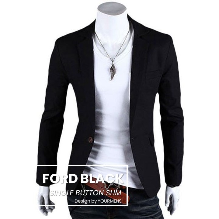 BLAZER SLIMFIT HITAM PRIA NIKAYU FORD BLACK HIGH TWIST TERBARU