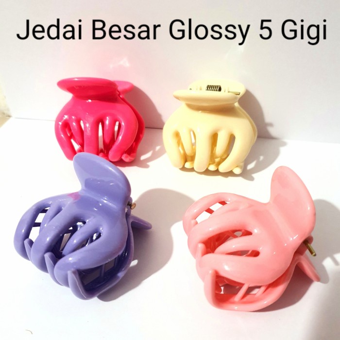 Jedai Besar Glossy 5 Gigi Ukuran 5 cm Jepit Rambut Badai Besar Murah