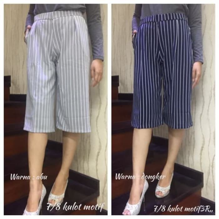 CELANA KULOT PENDEK SALUR 3/4 7/8 JUMBO - Celana Polos Wanita Crepe Wafel