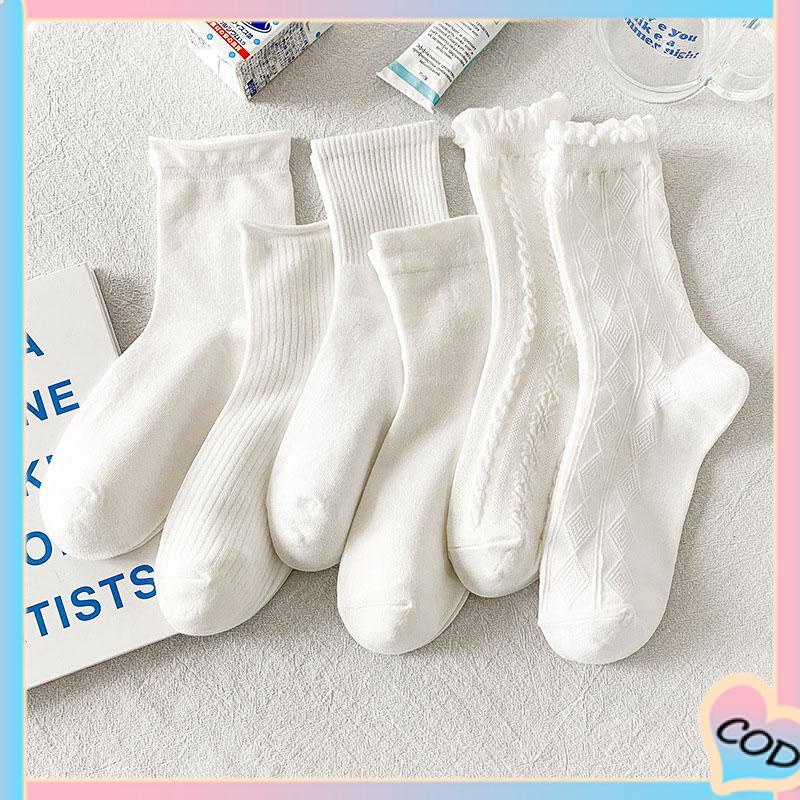 COD❤️ kaus kaki kaus kaki lucu wanita kaus kaki renda musim semi dan musim panas kaus kaki mid-tube bagian tipis-A.one