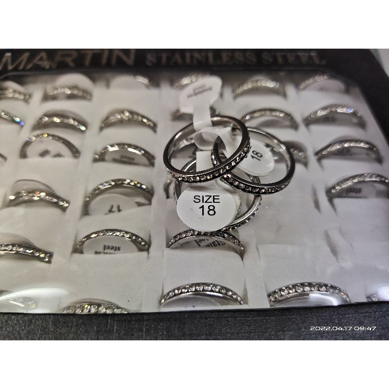 Grosir Cincin Stainless mata full silver isi 36 pcs tidak karat