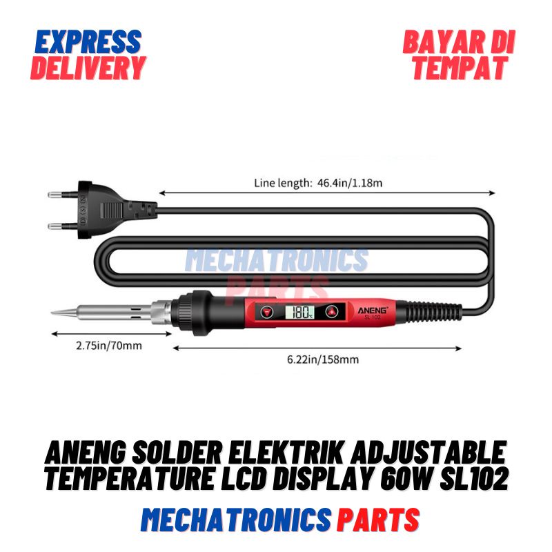 ANENG Solder Elektrik Adjustable Temperature LCD Display 60W SL102