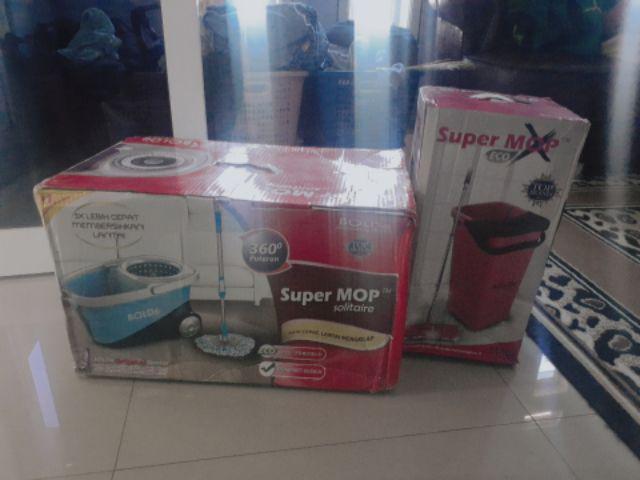 Bolde Alat Pel Super Mop Solitaire + Roda Stainless - Modern Wonder Mop Pel Putar Otomatis