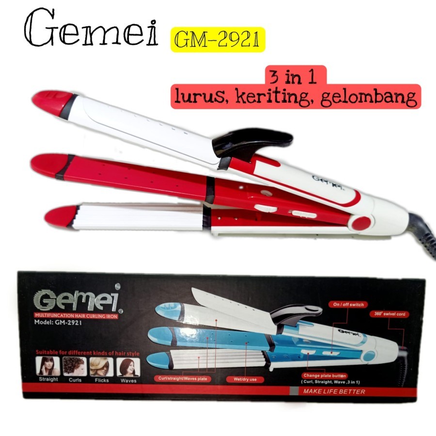 Catok Rambut Lurus Keriting Gelombang catokan Gemei GM-2921