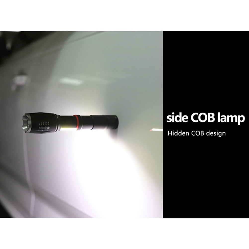 Senter LED Torch Cree XM-L T6 8000 Lumens - E17 COB - Black