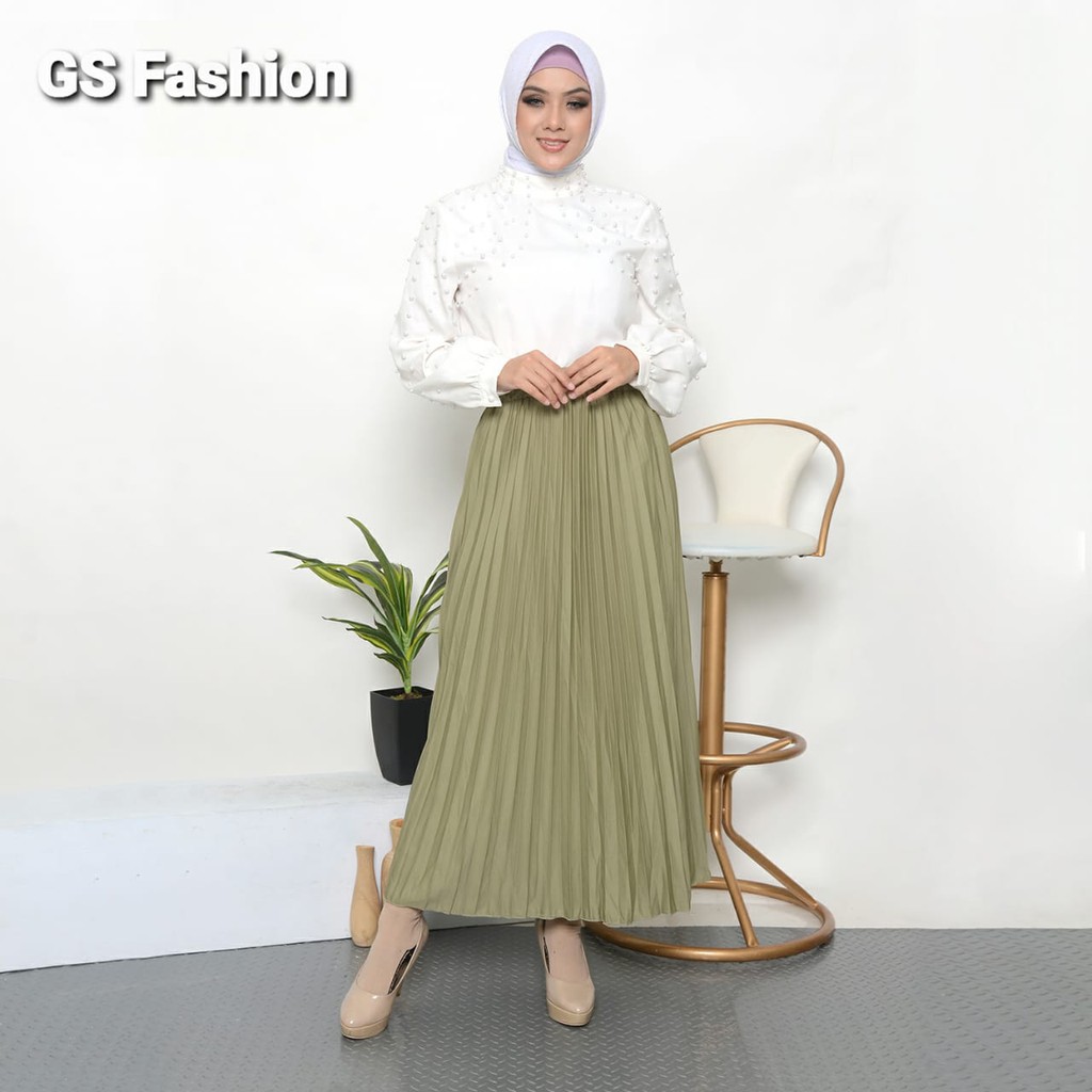 GS-Rok Plisket PREMIUM 256B/ Rok Plisket Panjang Muslim/Rok Plisket Bahan HYGET PREMIUM GRADE A