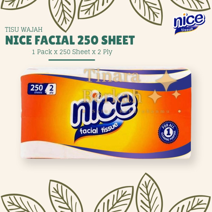 tissue nice facial 250 sheet 2 ply tissu soft pack   tisu wajah lembut tissu muka halus