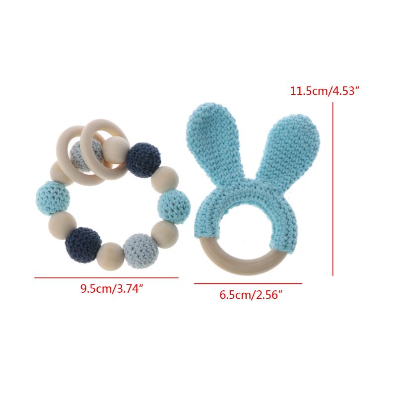 Mary 2Pcs / set Mainan teether Ring Kayu Alami Organik Untuk Bayi