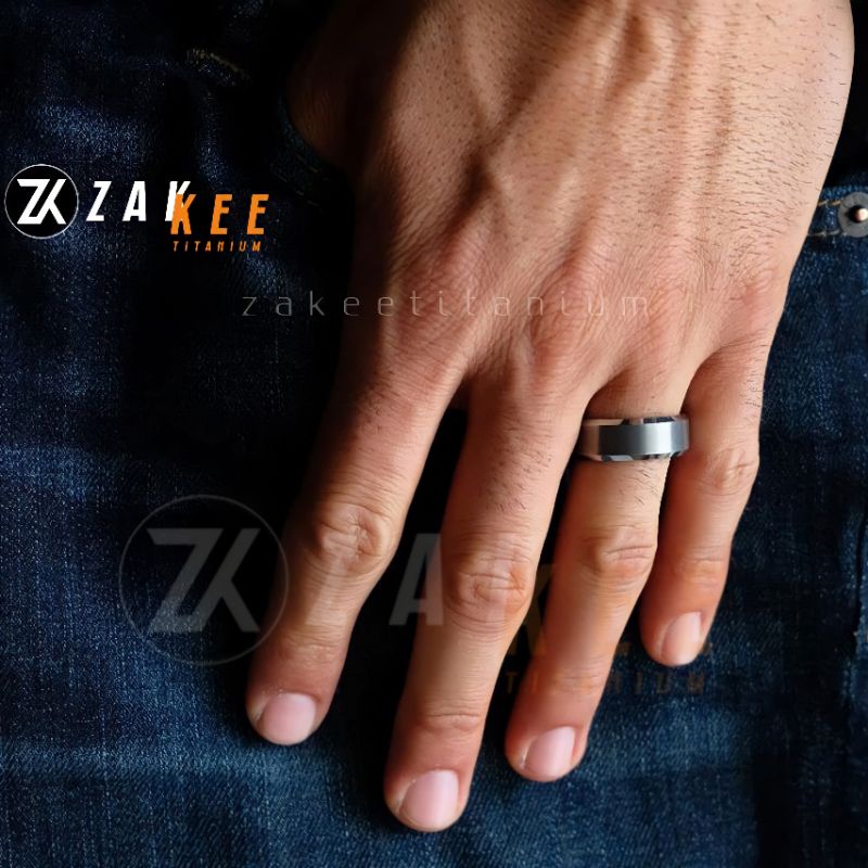 Cincin Titanium Pria Wanita Silver Anti Karat Cowok Cewek Keren Cincin Hadiah Cincin Tunagan Cincin Couple Cincin Pasangan