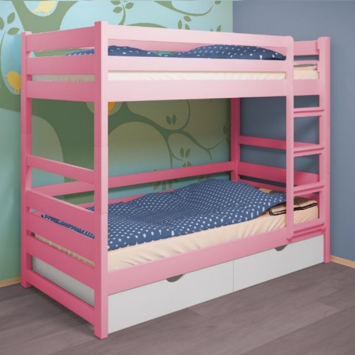 Tempat Tidur Anak Kasur Tingkat 3 in 1, Ranjang 3 Kasur Anak Perempuan Warna Pink Putih