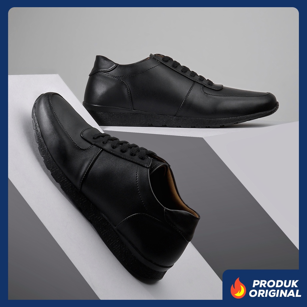 ALLEGRO FULL BLACK ORIGINAL x REYL MAN Sepatu Sneakers Hitam Polos Pria Kets Tali Casual Formal Jalan Santai OOTD Distro Kondangan Undangan Sekolah Kuliah Kerja Kantor Fashion Footwear Semi Kulit Premium Big Size Ukuran Jumbo 44 Keren Terbaru Kekinian Ori