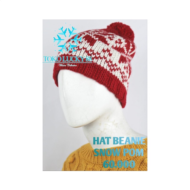 Topi Kupluk Rajut Wool Hat Beanie Snow Pom Pom