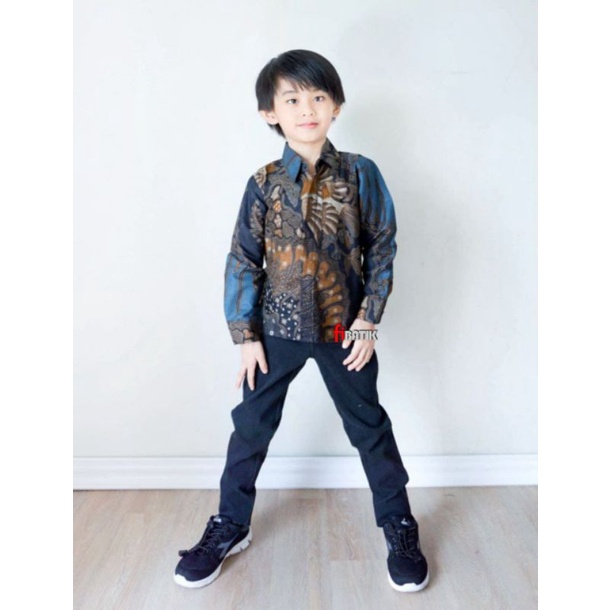 Kemeja Batik Anak Laki Laki M L XL XXL Baju Batik Anak Lengan Panjang Seragam Batik