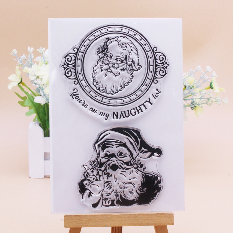 Stempel Segel Bahan Silikon Motif Santa Gaya Retro Untuk Dekorasi Album Foto