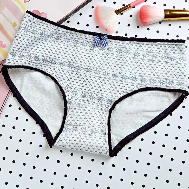 HOHO_HWANG (C-89) Celana Dalam Brief Mid Waist Bahan Katun Anti Bakteri Warna Polos Untuk Wanita-C-89 tribal