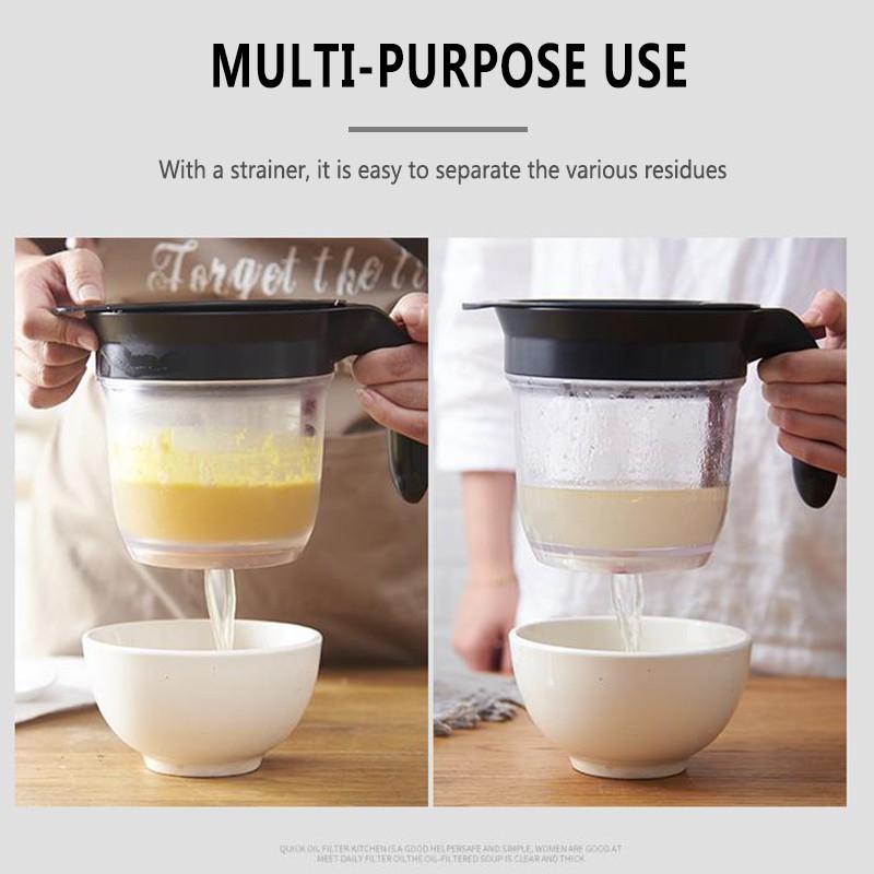 Multi-use Gravy Oil Soup Fat Separator Grease Oiler Filter Strainer Bowl Home Kitchen Cooking Tools outwalk