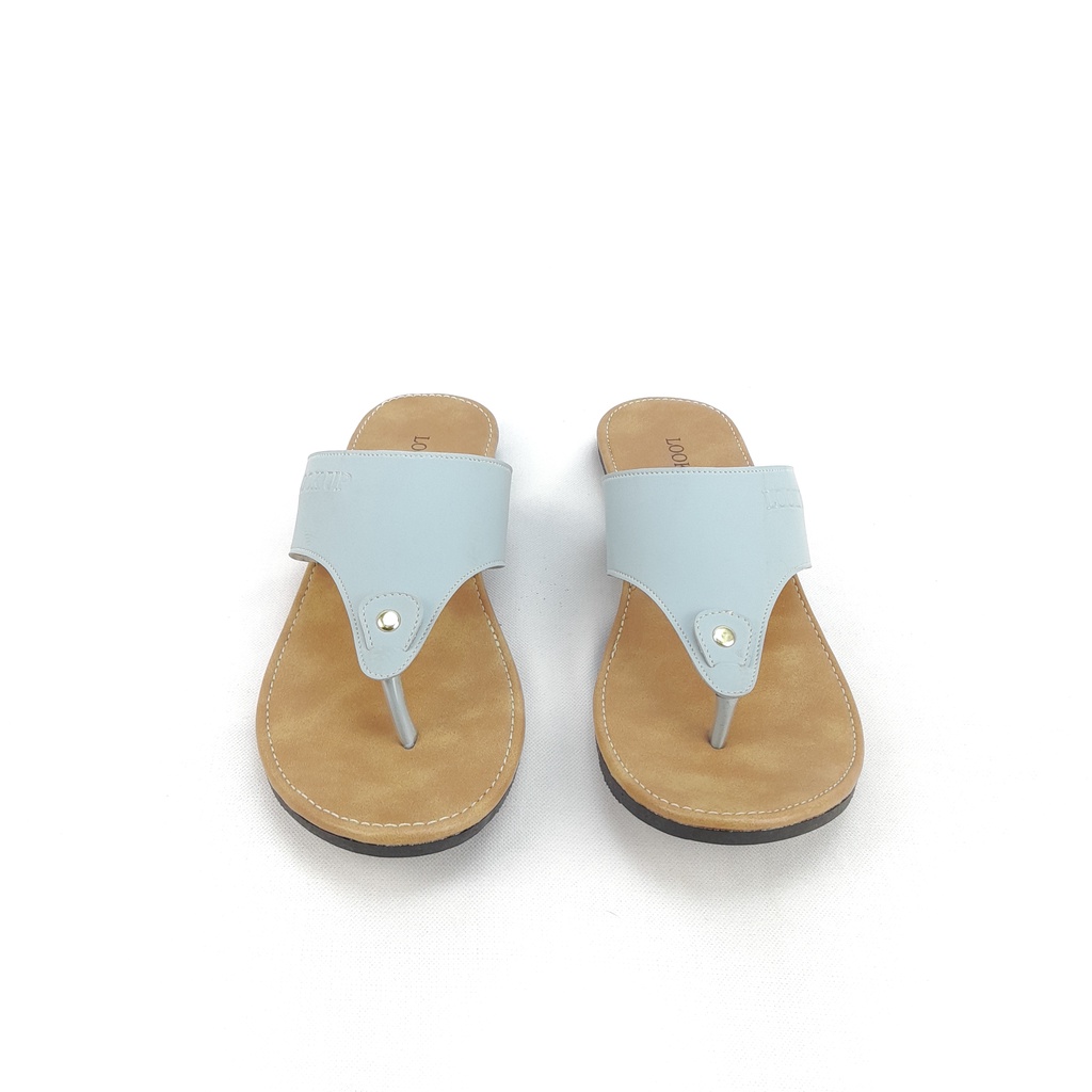 Sandal Wanita Jepit Kekinian Kulit Sintetis Motif Warna Pastel Sol Karet Anti Licin Look Up - OLIE