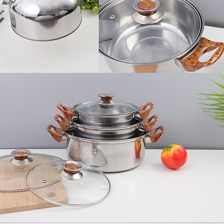 Sekarang Ada Panci Set new Stainless Steel 12 Pcs Panci Set Tutup Kaca Panci Set 12 Cookware - Rainbow