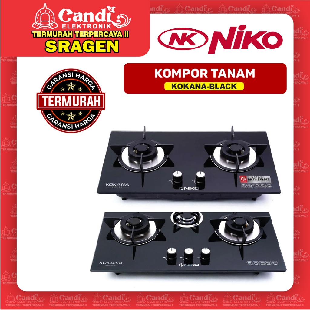 NIKO Kompor Tanam KOKANA-BLACK 2 Tungku &amp; 3 Tungku