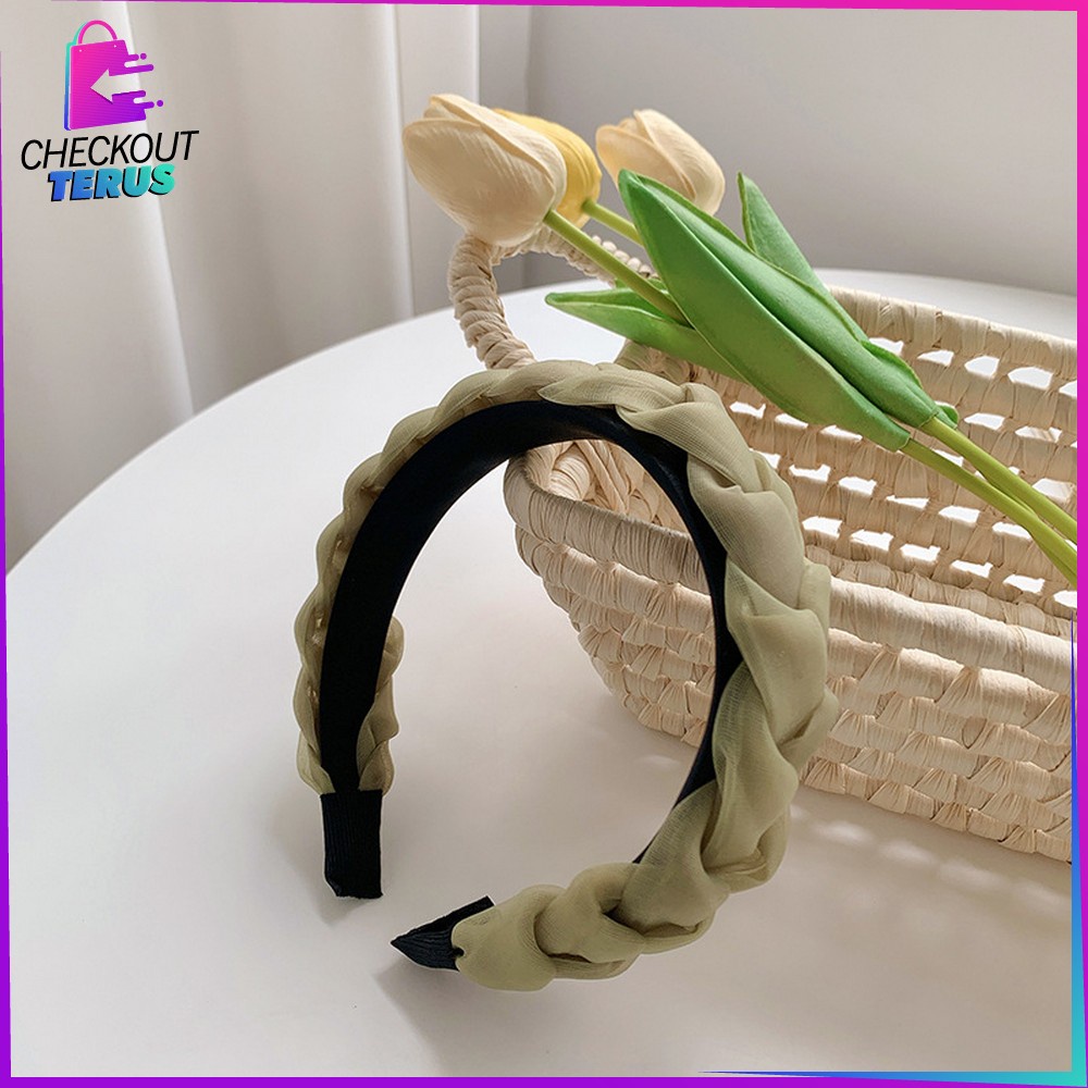 CT C530 Bando Kepang Wanita Scrunchie Headband Kepang Jalin Besar Ala Korea Aksesoris Rambut Wanita Bando Bandana