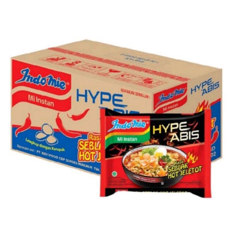 

1 DUS/40 PCS INDOMIE HYPE ABIS RASA SEBLAK HOT