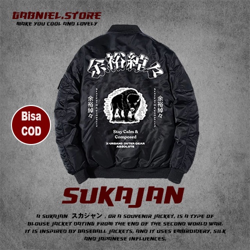 Jaket Bomber Pria Sukajan Original Motif Banteng Jacket Model Sukajan Jepang Full Bordir | Atasan Co